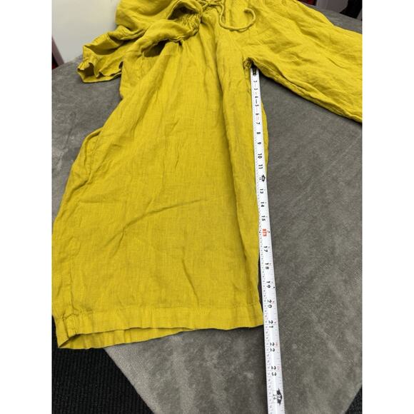 Black Crane Pea Jumpsuit Gold Linen XS Balloon Leg Minimalist Made in USA - Picture 12 of 14